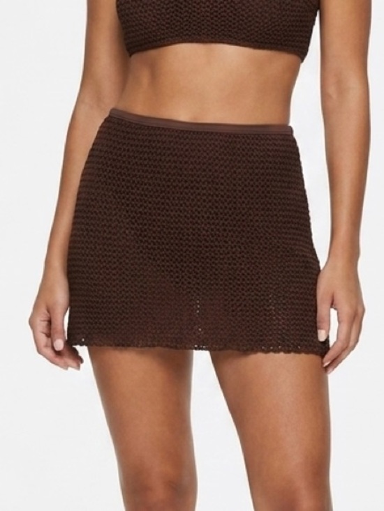 Victoria's Secret Other - Victoria's Secret Crochet Mini-Skirt Espresso Built-in Swim Bottoms Size S